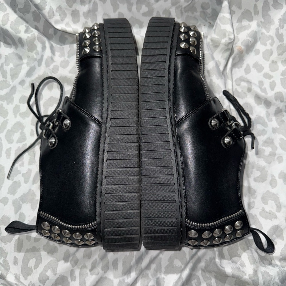 Dolls Kill Black Platform Shoes with Silver Studs - Picture 2 of 5